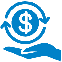 Icon of dollar sign above hand